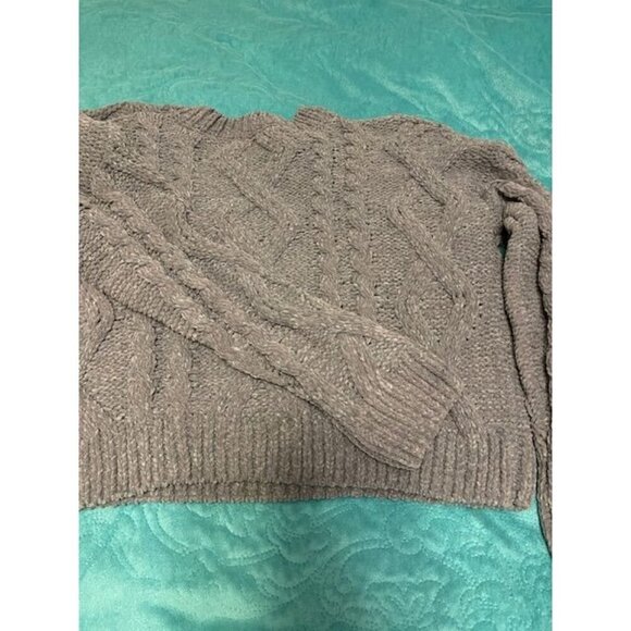 Altar'd State NWT  Women's Cable Knit Cropped Sweater L Steel Blue 100% Polyeste - Picture 14 of 16